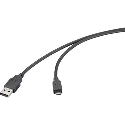 Renkforce RF-6830432 USB-kabel USB 2.0 USB-A stekker, USB-micro-B stekker 2.00 m Zwart