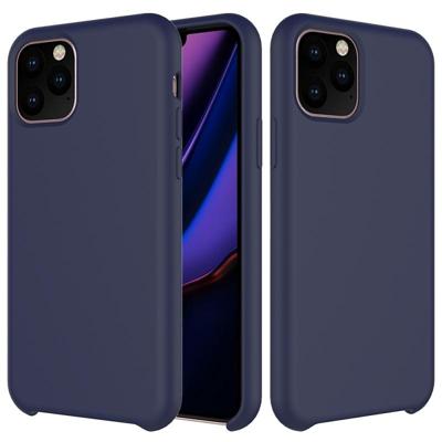 Effen kleur Liquid silicone schokbestendig Case voor iPhone 11 Pro (donkerblauw)