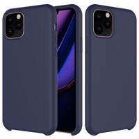 Effen kleur Liquid silicone schokbestendig Case voor iPhone 11 Pro (donkerblauw) - thumbnail