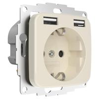 2USB 2U-449399 Stopcontact (onderbouw) Met USB Crème-wit - thumbnail