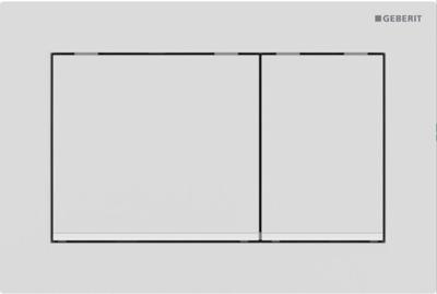 Geberit Drukplaat Omega 30 voor 2-toets Spoeling met Witte Designstroken Mat Wit