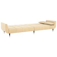 Slaapbank 2-zits met 2 kussens fluweel crèmekleurig - thumbnail