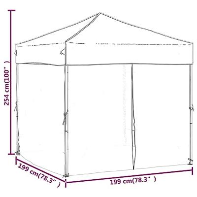 Partytent inklapbaar met zijwanden 2x2 m zwart