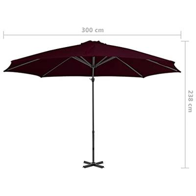VidaXL Zweefparasol met aluminium paal 300 cm rood