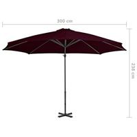 Zweefparasol met aluminium paal 300 cm rood - thumbnail