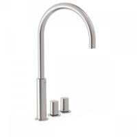 Wastafelmengkraan Tres Study Exclusive 3-Gats Kraan Links met Draaiknoppen Uitloop Gebogen 29,5 cm Rond RVS Tres - thumbnail