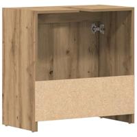 Wastafelkast 60x33x60 cm bewerkt hout artisanaal eikenkleurig - thumbnail