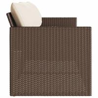 Tuinbank 3-zits met kussens poly rattan bruin - thumbnail