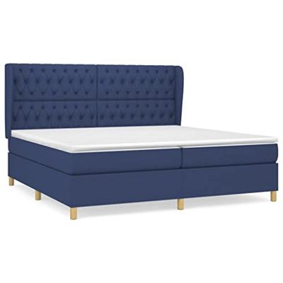 Boxspring met matras stof blauw 200x200 cm