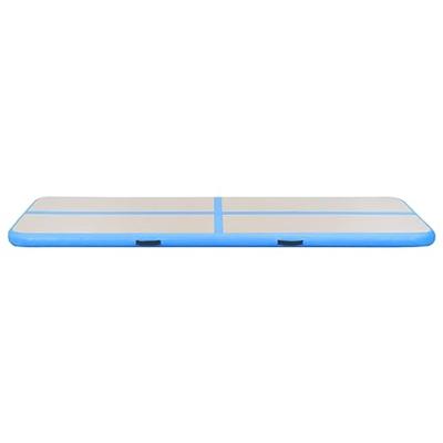 Gymnastiekmat met pomp opblaasbaar 600x100x10 cm PVC blauw - thumbnail
