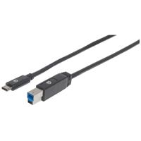 Manhattan 354998 2m USB C USB B Mannelijk Mannelijk Zwart USB-kabel - thumbnail