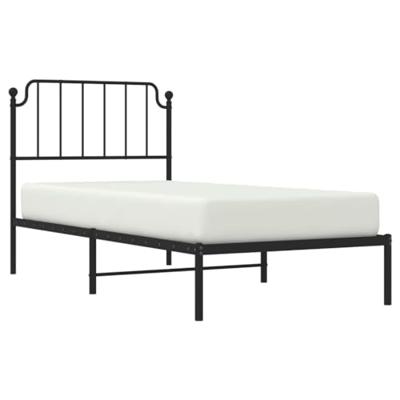 Bedframe met hoofdbord metaal zwart 90x200 cm