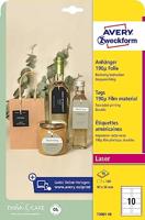 Avery-Zweckform T3001-10 Labels 90 x 50 mm Polyester Wit 100 stuk(s) Niet hechtend Laser (kleur), Laser (zwart/wit) - thumbnail