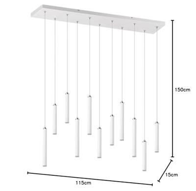 Trio Led hanglampTubular 115cm 11-lichts wit - 321611131