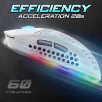 Pro M4: Ultra Light USB-bekabelde muis: resolutie 12800 dpi, 6 programmeerbare toetsen (Huano-schakelaars) versnelling 20 G, snelheid 60 IPS, frequentie 1000 Hz, ultralicht, 67,5 gram (wit) - thumbnail