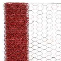 VidaXL Kippengaas 25x0,5 m staal met pvc coating rood - thumbnail
