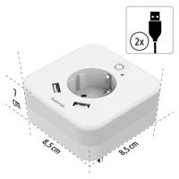 Hama Nachtverlichting + Stopcontact En USB 2,4A 2 Uitgangen Helderheidssensor - thumbnail