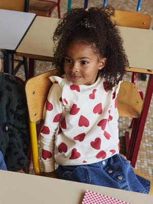 Meisjessweater met ruches op de mouwen vanille