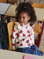 Meisjessweater met ruches op de mouwen vanille - thumbnail