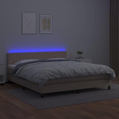 Boxspring met matras en LED kunstleer cappuccinokleur 180x200cm - thumbnail