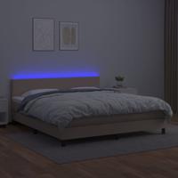 Boxspring met matras en LED kunstleer cappuccinokleur 180x200cm - thumbnail