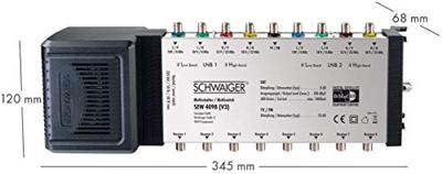 Schwaiger SEW4098 Satelliet multiswitch Ingangen (satelliet): 9 (8 satelliet / 1 terrestrisch) Aantal gebruikers: 8 Schwaiger SEW4098 Satelliet multiswitch Ingangen (satelliet): 9 (8 satelliet / 1 terrestrisch) Aantal gebruikers: 8