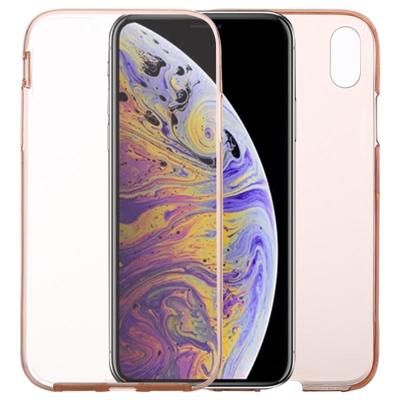 Ultradunne dubbelzijdige volledige dekking transparante TPU Case voor iPhone XS Max (Rose Gold)