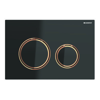 Bedieningsplaat Geberit Sigma 50 Round voor 2-toets Spoeling Rosé Goud / Zwart Bedieningsplaat Geberit Sigma 50 Round voor 2-toets Spoeling Rosé Goud / Zwart
