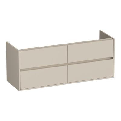 Brauer Adore - Onderkast - 140 cm - met 4 Softclose Lades Greeploos en 2 Sifon Uitsparingen - Mat Beige