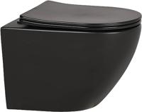 Saqu Please compact hangtoilet randloos met softclose toiletbril mat zwart - thumbnail