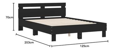 Bedframe met hoofdeinde en LED zwart 120x200 cm