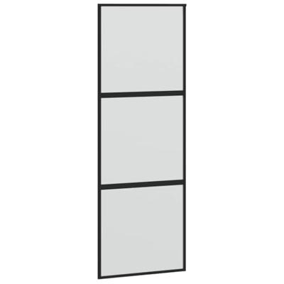 Schuifdeur met beslagset 90x205 cm gehard glas zwart