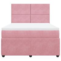 Boxspring met matras fluweel roze 160x200 cm - thumbnail