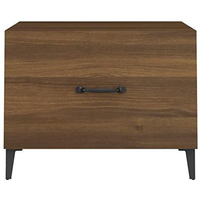 Salontafel met metalen poten 50x50x40 cm bruineikenkleurig - thumbnail