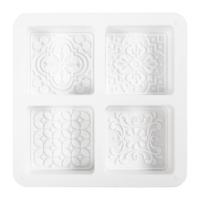 Creativ Company Siliconen vormen, vierkant met grafisch design, h: 2,4 cm, l: 6,8 cm, b: 6,8 cm, 4 stuk/ 1 doos - thumbnail