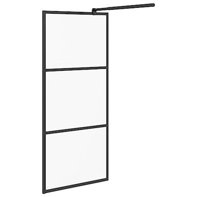 Inloopdouchewand 90x195 cm mat ESG-glas zwart - thumbnail