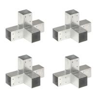 VidaXL Paalverbindingen 4 st x-vorm 71x71 mm gegalvaniseerd metaal - thumbnail