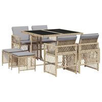 9-delige Tuinset met kussens poly rattan beige - thumbnail