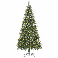 VidaXL Kunstkerstboom met verlichting en dennenappels 210 cm - thumbnail