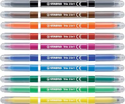STABILO Trio 2 in 1 viltstift etui 10 STABILO Trio 2 in 1 viltstift etui 10