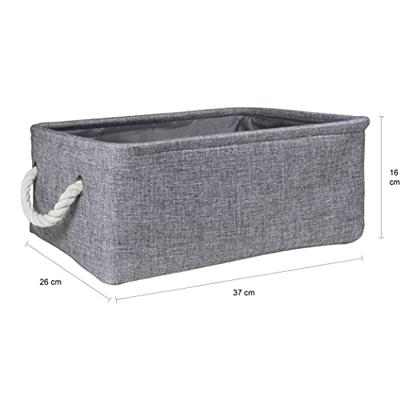 QUVIO Opbergmand met handvaten van touw - Grijs - Set van 6