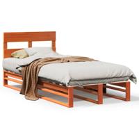 Bedframe zonder matras massief grenenhout wasbruin 200x200 cm - thumbnail