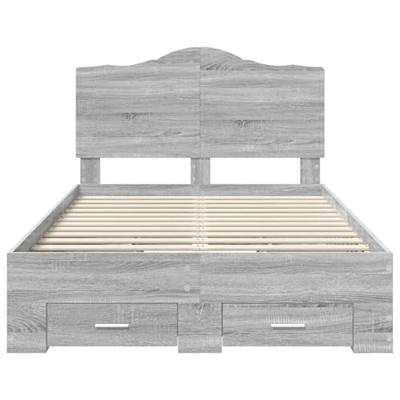 Bedframe met hoofdeinde Grijs Sonoma 135 x 190 cm Bewerkt hout
