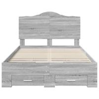 Bedframe met hoofdeinde Grijs Sonoma 135 x 190 cm Bewerkt hout - thumbnail