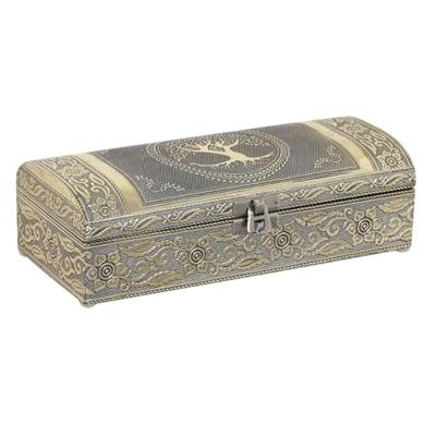 Doos-Juwelenkistje Home ESPRIT Wit Champagne Hout Aluminium 22,5 x 10 x 6,5 cm
