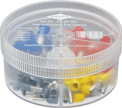 Knipex 97 99 907 Assortiment adereindhulzen 4 mm², 6 mm², 10 mm², 16 mm² Deels geïsoleerd Grijs, Geel, Rood, Blauw 100 stuk(s)