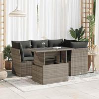 5-delige Loungeset met kussens poly rattan grijs - thumbnail