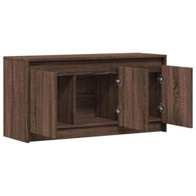 Tv-meubel met LED 100x34x50 cm bewerkt hout bruin eikenkleurig