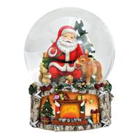 Muziekdoos, sneeuwbol met Nikolaas en dieren van poly, gekleurd glas (B/H/D) 15x20x15cm - thumbnail