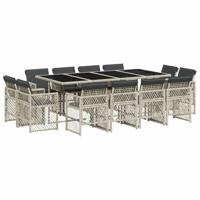 13-delige Tuinset met kussens poly rattan lichtgrijs - thumbnail